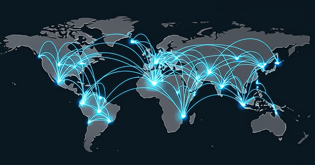 A world map showing the global connections and reach of LD IKLEO Company.
